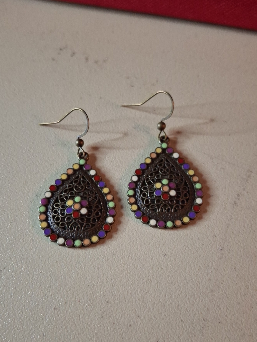 Bohemian Tear Drop Earrings Bronzy Color NEW